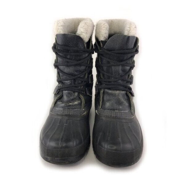 Sorel Caribou Black Leather Waterproof Winter Boots 6 - Picture 4 of 13
